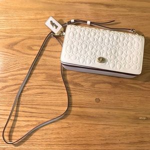 Coach Signature Dinky Leather White Shoulder Bag